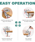 Portable Mini Bench Vice With Adjustable Table Clamp Vise For Precision Fixes Slick Aluminum Body in use for detailed work.