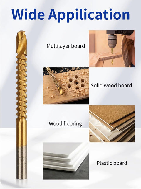 Rocaris 8-pack titanium-coated HSS twist drill bits, 3-10mm, gold color for wood, plastic and metal