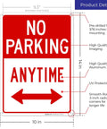 Heavy Duty No Parking Anytime Warning Sign With Bright Arrows Tough As Nails Rust Proof Aluminum Construction Totally Weatherproof 14x10 inches