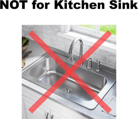 Image showing a kitchen sink with a red X, indicating Four Pack Stainless Steel Sink Strainers are not for kitchen sinks.