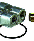 Spin On Oil Filter Adapter With Aircraft Quality CNC Machined Aluminum, Three Quarters Inch 16 Oil Filter Thread, Half Inch NPT Ports