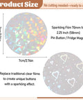 200 Pack 70mm Badge Protective Film In 8 Holographic Styles with transparent glitter for 58mm button makers