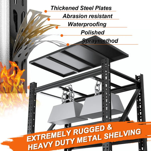 Heavy Duty 4 Tier Metal Storage Shelves 2500 Lb Capacity Garage Workshop Shelving Units Industrial Racks For Warehouse Basement Sturdy Steel Frame Built Like A Tank Adjustable Shelves, black steel frame