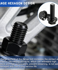 Close-up of 40 Pack M6 1.0 X 25mm Flange Hex Bolts Grade 10.9 Black Zinc Plated Alloy Steel with hex head and flange design in use