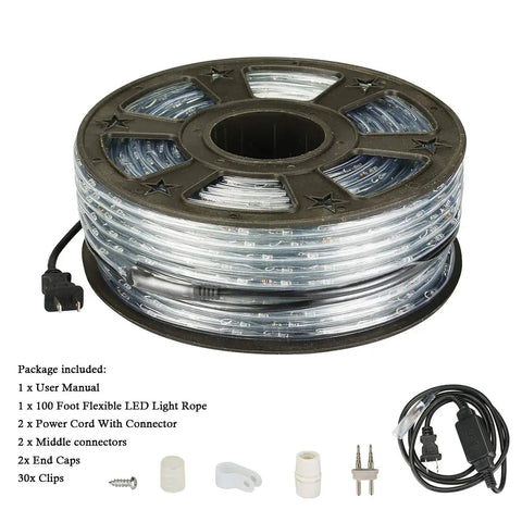 100Ft Purple LED Rope Lights For Indoor Outdoor Decor, Waterproof IP65, 110V Safe Electrical, Ideal For Deck, Patio, Backyard, Halloween And Christmas Parties, Flexible Copper Wire, Durable Indoor Outdoor String Lights