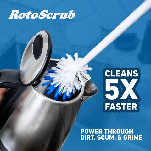 Drill Powered Bottle Brush Cleaner For Water Bottles Mugs Cups Pots Glasses Jars Blenders And Pitchers cleaning a kettle.