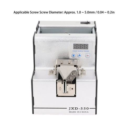 Heavy Duty Automatic Screw Feeder Machine with digital display, suitable for screws M1.0 to M5.0, aluminum build for precision.