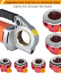Hella Powerful 2300W Heavy Duty Electric Pipe Threader with six quick change die heads for different pipe sizes.