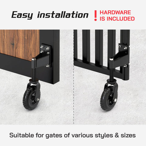Heavy Duty Gate Wheel For Swinging Fences, 8 Inch Caster Wheel For Wooden Or Metal Tube Gates, Prevent Sagging, Durable And Easy To Install, Suspension Caster With Smooth Support For Rolling Or Swing Gates installed on gate