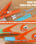 Handheld Single Hole Puncher For Paper And PVC, Heavy Duty Edge Banding Punching Tool With Limiter, 5/16 Inch Punch, includes wrench
