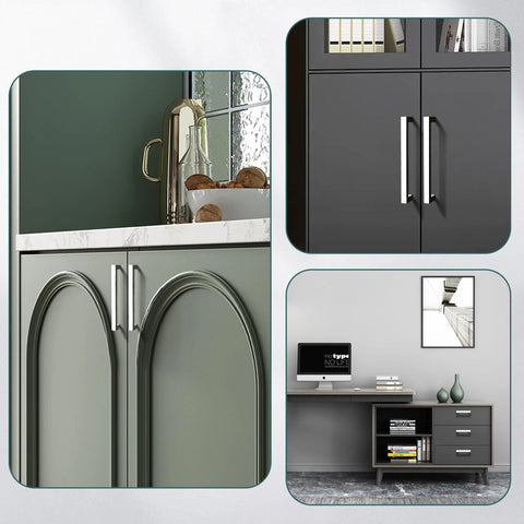 5 Pack Polished Chrome Cabinet Pulls Solid Zinc Alloy Drawer Pulls Square Bar Kitchen Cupboard Handles For 5 Inch Center Hole