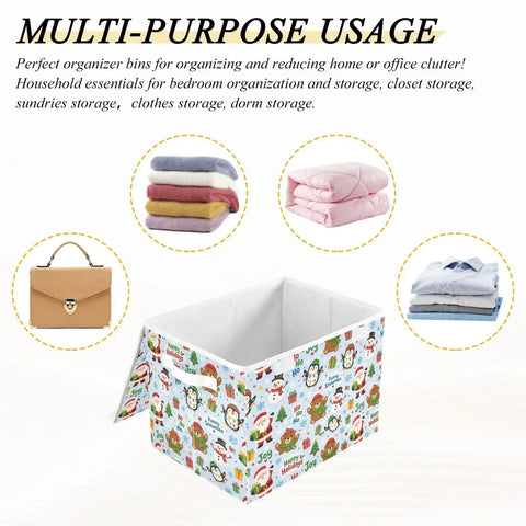 Heavy Duty Foldable Storage Bin With Secure Lid And Easy Grip Handles Built Tough Hollow Frame Collapses Flat, 16.5x12.6x11.8 in.