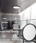 LED Flush Mount Ceiling Light 18W 180W Equivalent Slim Black Fixture, 8.9 Inch, installed in a modern indoor space