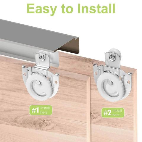 Bypass Sliding Door Roller Kit With 4 Pcs Adjustable Closet Door Wheels Casters for Smooth Wardrobe Sliding Replacement Top Roller