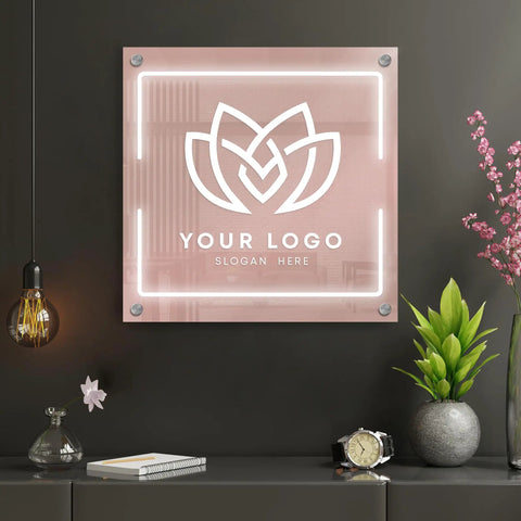 Floating Custom Acrylic Business Sign With Your Logo, Address Plaque For Office Or Storefront, Optional Neon LED Lights