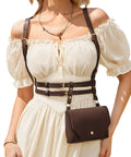 Absolutely Rad Renaissance Belt Pouch For Women, Dope Pirate Halloween Cosplay Hip Bag, Extra Large Capacity in vintage sepia.