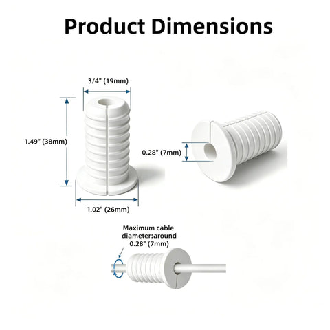 Starlink Cable Grommet 3/4 Inch Silicone Wall Pass Through Kit For Wire Management And Cables Up To 7mm Diameter Keeps House Super Clean And Tidy Plus Premium Durability That Slays The Clutter Game, 3/4in white silicone cable grommet dimensions
