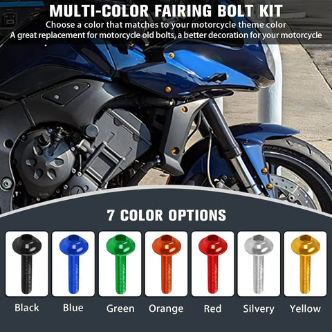195 Piece Motorcycle Fairing Bolt Kit With M5 M6 Aluminum Screws And Hardware Grommets Nuts Washers Clips on sport bike