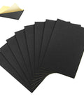 8 Pack 12X8 Inch Neoprene Foam Pads With Rock Solid Adhesive Grip Non Slip Shock Resistant rubber pads displayed in a stacked arrangement.