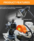Beefy 220V Universal Tool Grinder Featuring A Snappy 0.55KW Motor With A Dead Straight 360 Degree Rotating Head and adjustable working light.
