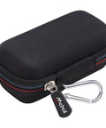 Hard Portable Travel Case For Bosch GLM 20 And GLM 100 23 Blaze Laser Distance Measure 100 Ft Premium EVA Shell With Custom Form Fit Orange Interior And Bold Red Blue Zipper Accents For Easy Gear Transport, black zip case with carabiner