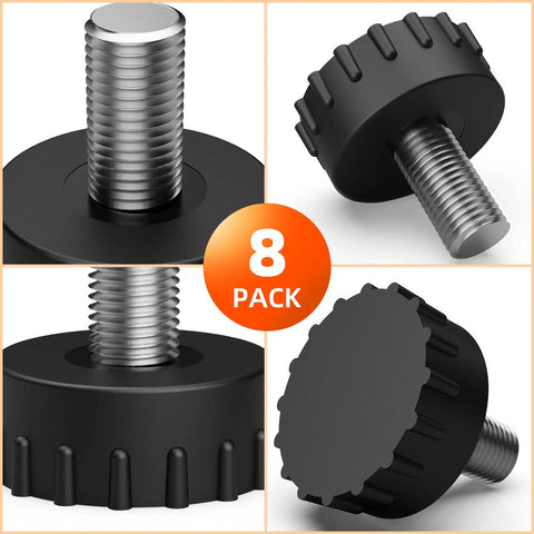 Premium 8 Pack 5 16 By 18 Thread Stainless Steel Furniture Leveling Feet Adjustable Screw In Glides detailed view