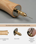 Close-up of Electric Resin Drill Set With Premium Wooden Body showing drill bit and brass collet