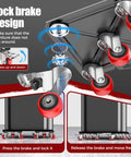 Heavy Duty Furniture Dolly Moving System For Up To 3000Lbs With 5 Wheel Brakes, 360 Degree Rotating Dollies, lock brake design
