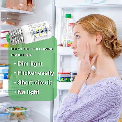 Woman considering LED Fridge Light Bulb 5304511738 Replacement For Frigidaire Electrolux Kenmore PS12364857 AP6278388