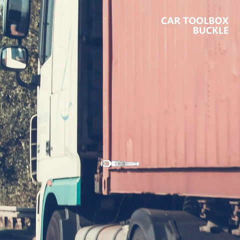 Heavy Duty Stainless Steel Toggle Latch Clamp For Truck And Trailer Doors With Secure Hasp Locking Mechanism attached to a truck container.