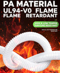 Grab This Boss Grade Heavy Duty PA66 Nylon Corrugated Conduit With Flame Retardant Finish For Tight Cable Routing and Rock Solid Protection On Every Project From Garage To Job Site, coiled over flames.