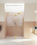 Frameless Shower Door Hinge With Enduroshield Glass Coating, Polished Brass Finish, Heavy Duty Pivot Hardware For 78 Inch By 60.5 Inch Shower Enclosures, No Fuss Install, Durable Glass Door Hardware, Sleek Modern Look in gold bathroom
