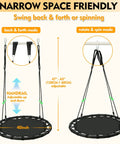 Black Round Saucer Swing With Handles For Backyard Fun, Built Tough Steel Frame, 40 Inch Diameter, Adjustable Ropes