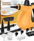 Ultimate Handheld Steam Cleaner For Home Use With 11 Accessories And 350Ml Tank, featuring orange steamer and multiple tools.