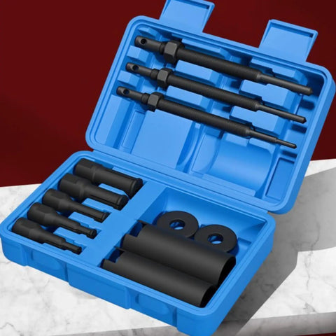 Heavy Duty Bearing Puller Machine Inner Housing Extraction Kit With Threaded Rods Sleeves And Sturdy Case Perfect For Motorcycle Electric Vehicle Mechanic Jobs set in blue case