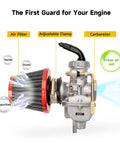 PZ20 Carburetor Kit Fits 50cc to 125cc Chinese Kids ATVs Quad Go Karts With 4 Stroke Engines, shown with air filter and clamp