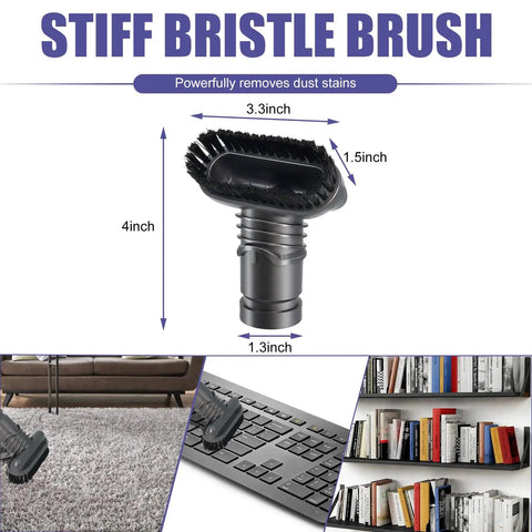 V6 Cordless Vacuum Attachment Kit Compatible With Multiple Handheld Vacuum Models stiff bristle brush dimensions and use