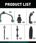 12 Piece Front Upper Control Arm Suspension Kit For 2009 2014 Ford F150 4WD Not Raptor With Ball Joint Includes Front Sway Bar Links Outer And Inner Tie Rods Rack And Pinion Boots Bellows Built For A Tough Smooth Ride product display