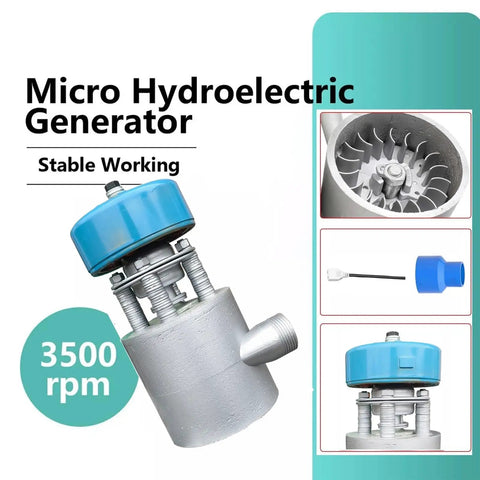 Portable 400W Micro Hydro Water Generator Turbine Power Unit 220V Home and Outdoor Hydroelectric Wheel for Reliable Lighting Charging and Small Appliance Power On The Go with blue cap