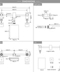 Dimensions diagram of the Two Handle Waterfall Wall Mount Tub Faucet In Brushed Nickel, Dope Look, Easy Install Bathroom Waterfall Filler
