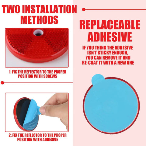 16 Pack Red Round Reflectors For Driveways Fences Gates Trailers Cars Boats And Mailboxes With Center Mount Holes.