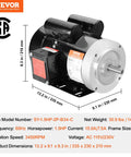 Beast 1.5HP Single Phase Electric Motor 3450 RPM 115 Or 230V 56C Frame With Five Eighths Inch Keyed Shaft CW CCW Rotation For Air Compressors