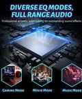 Diverse EQ modes for 32W PC Gaming Speakers With RGB Lights For Laptop Mac Or Desktop, Bluetooth USB 3.5mm AUX Input, diverse sound modes