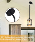 Rustic Wood And Glass Pendant Light With Matte Black Frame, Adjustable Farmhouse Lighting For Kitchen Island, Foyer