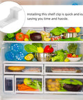 White Plastic Fridge Shelf Clips Set Of 10 For Freezers And Refrigerators with diverse vegetables inside refrigerator
