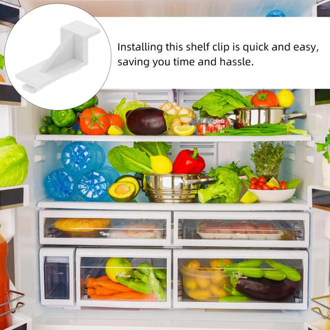 White Plastic Fridge Shelf Clips Set Of 10 For Freezers And Refrigerators with diverse vegetables inside refrigerator