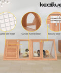 Outdoor Rabbit Hutch And Chicken Coop With Ventilated Wire Run And A Frame Design, features detailed view of wire mesh, tunnel door, and locks.
