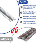 Comparison of galvanized 12 Ft Heavy Duty Inverted V Track for 1 Inch OD V Groove Rollers and a rusted track.