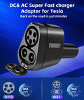 Ccs To J1772 Adapter Knock Your Socks Off For Tesla Cybertruck Dropping Blazing Fast Two Hundred Fifty Amp Juice Compatible With Model Three Y S X Public Charging Stations close-up of black charger with dual connectors on blue background.