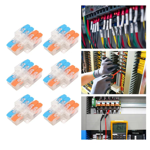 10 Pack Lever Wire Nut Connectors 2 In 4 Out Quick Wiring Connector Set 0.5 To 6mm² Copper Conductor 41A 450V Splice Kit installed